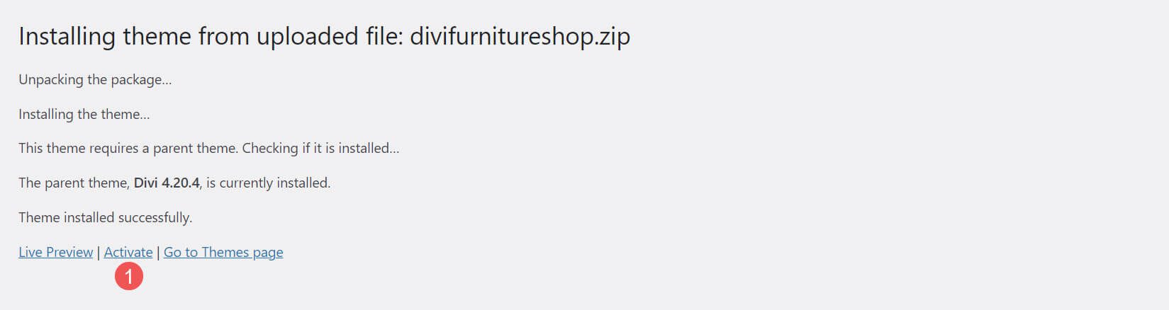 Installing Furniture Shop Divi WooCommerce Theme