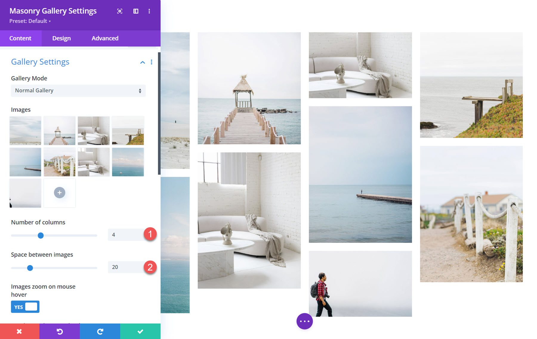 Divi Masonry Gallery Columns Spacing
