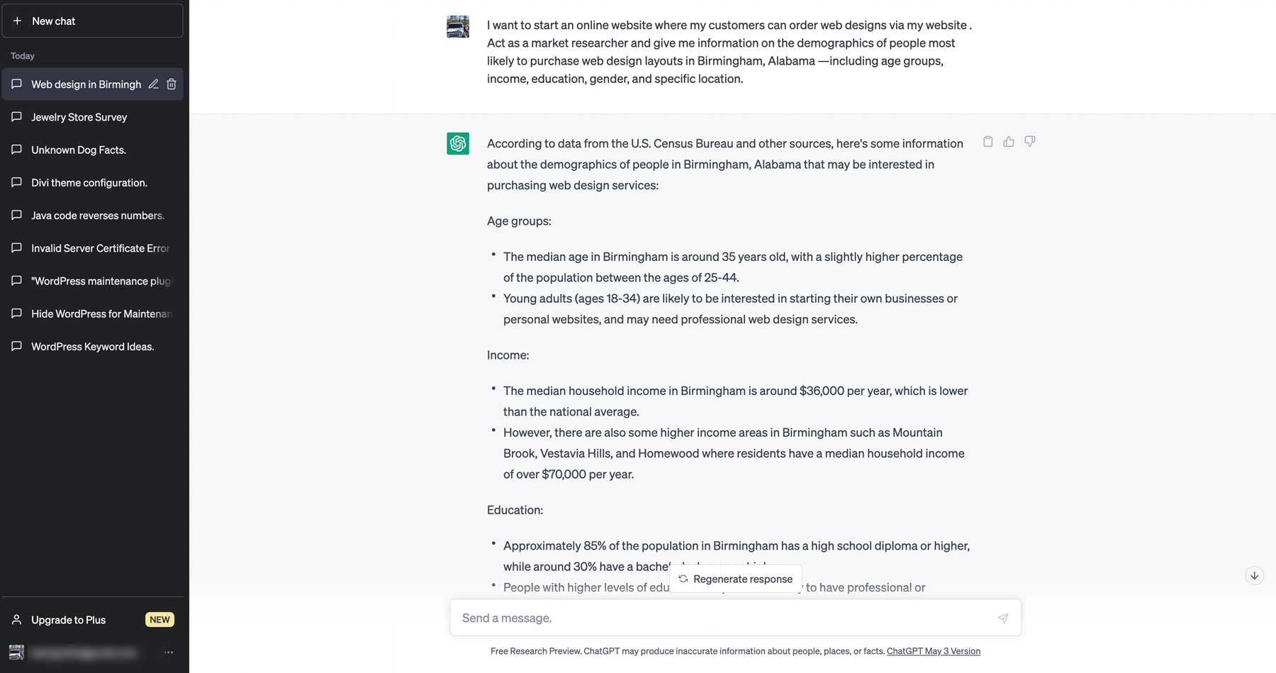 ChatGPT market research