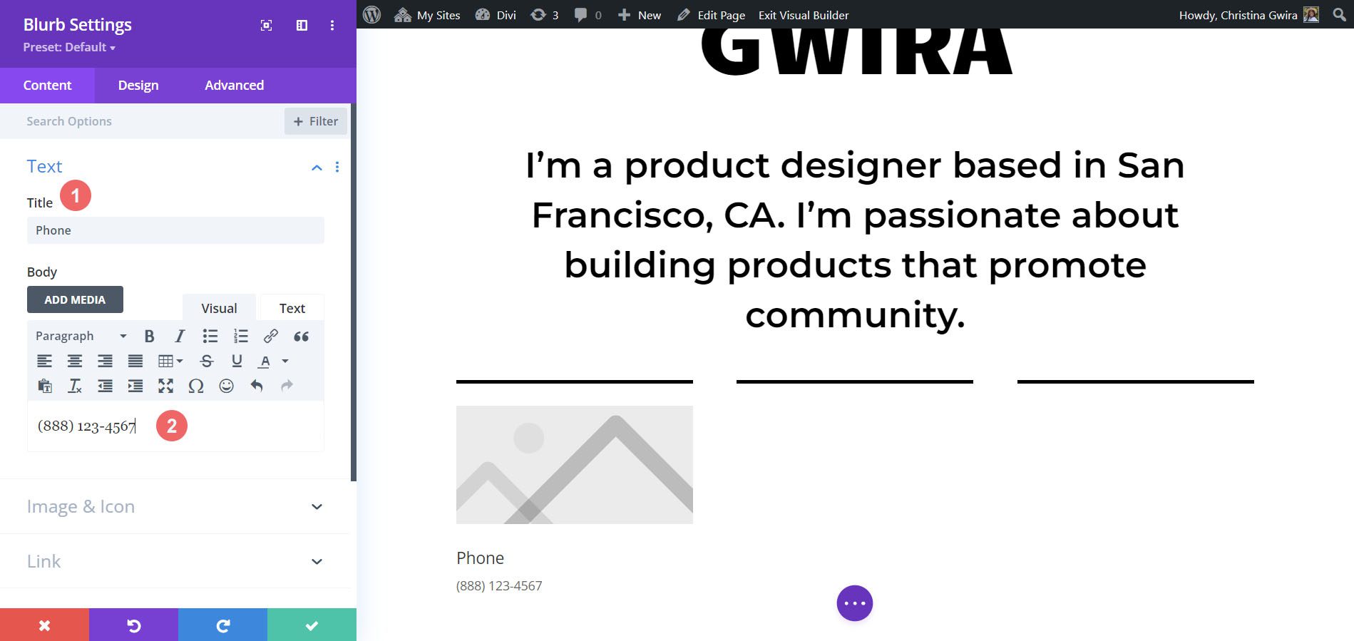 Add content to blurb module