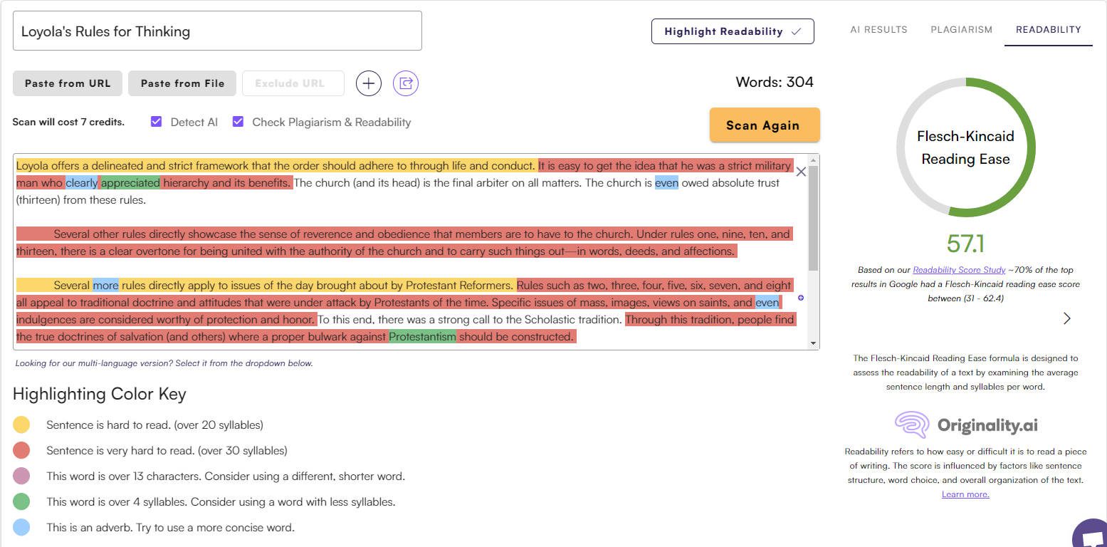 AI Content Detector - Readability Results
