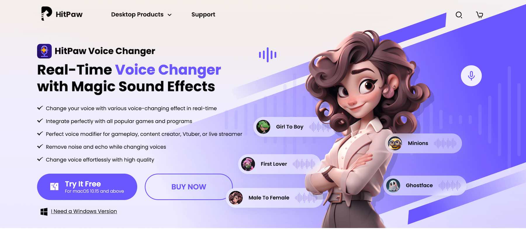 Hitpaw AI Voice Changer Website Screenshot