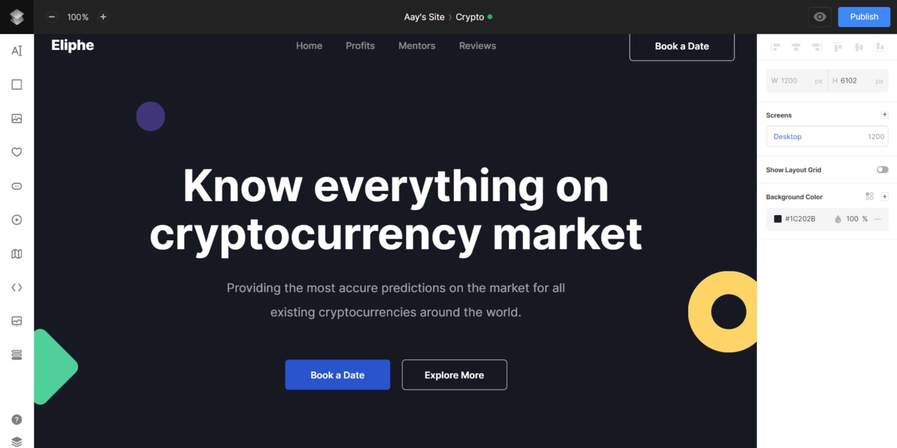 A screenshot of Siter.io's editor