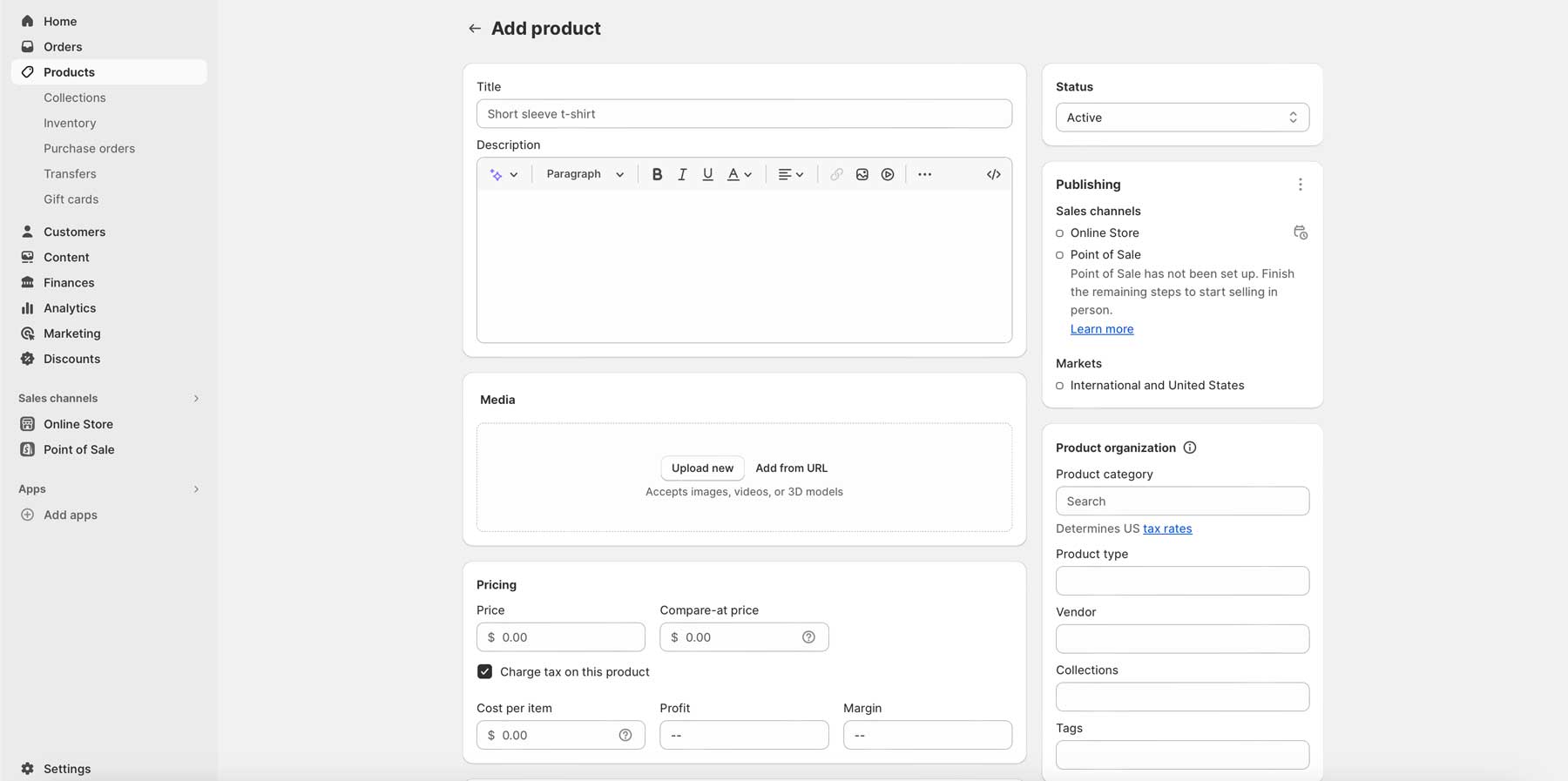 Add product to Shopify