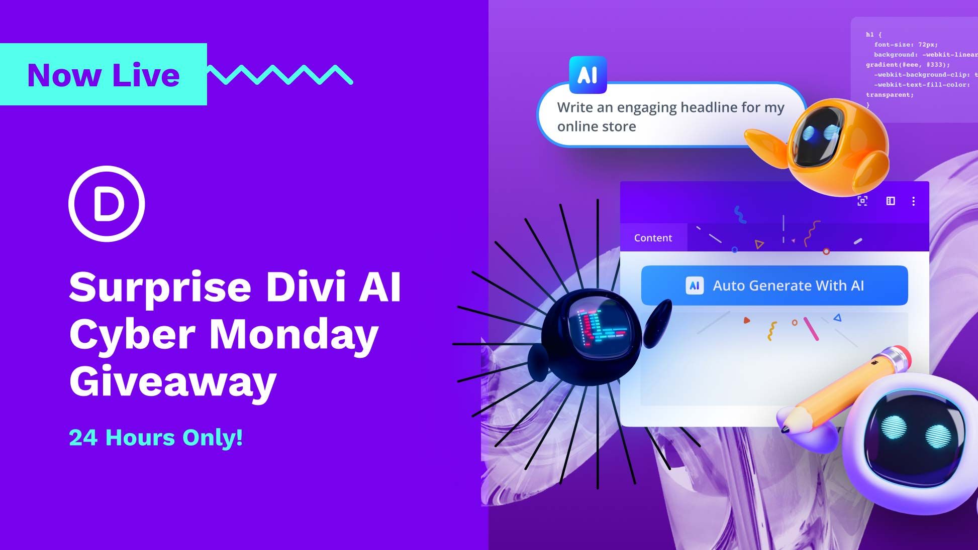 🔥 Surprise Divi AI Giveaway. 24 Hours Only!