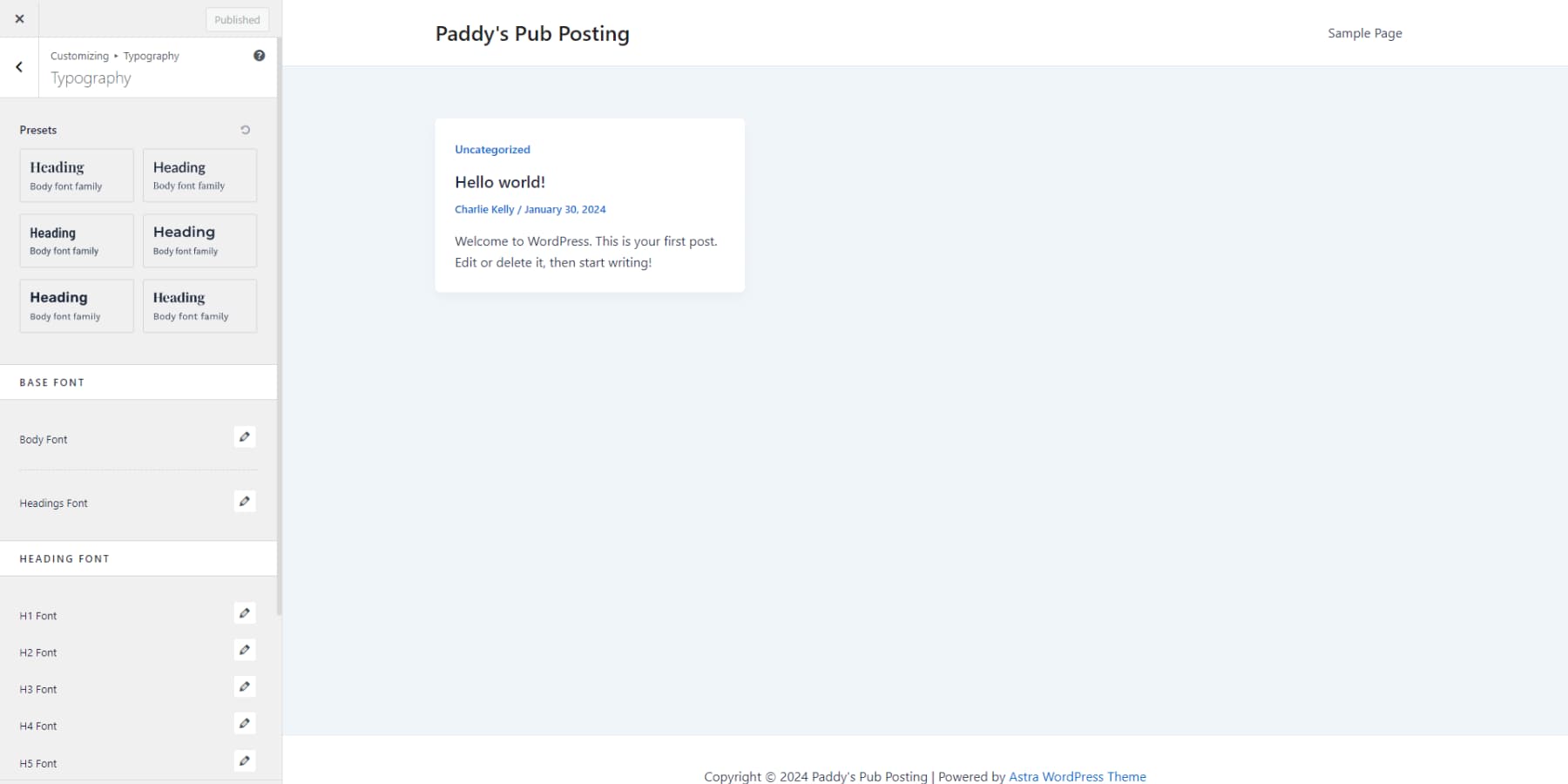 A screenshot of Astra's user interface