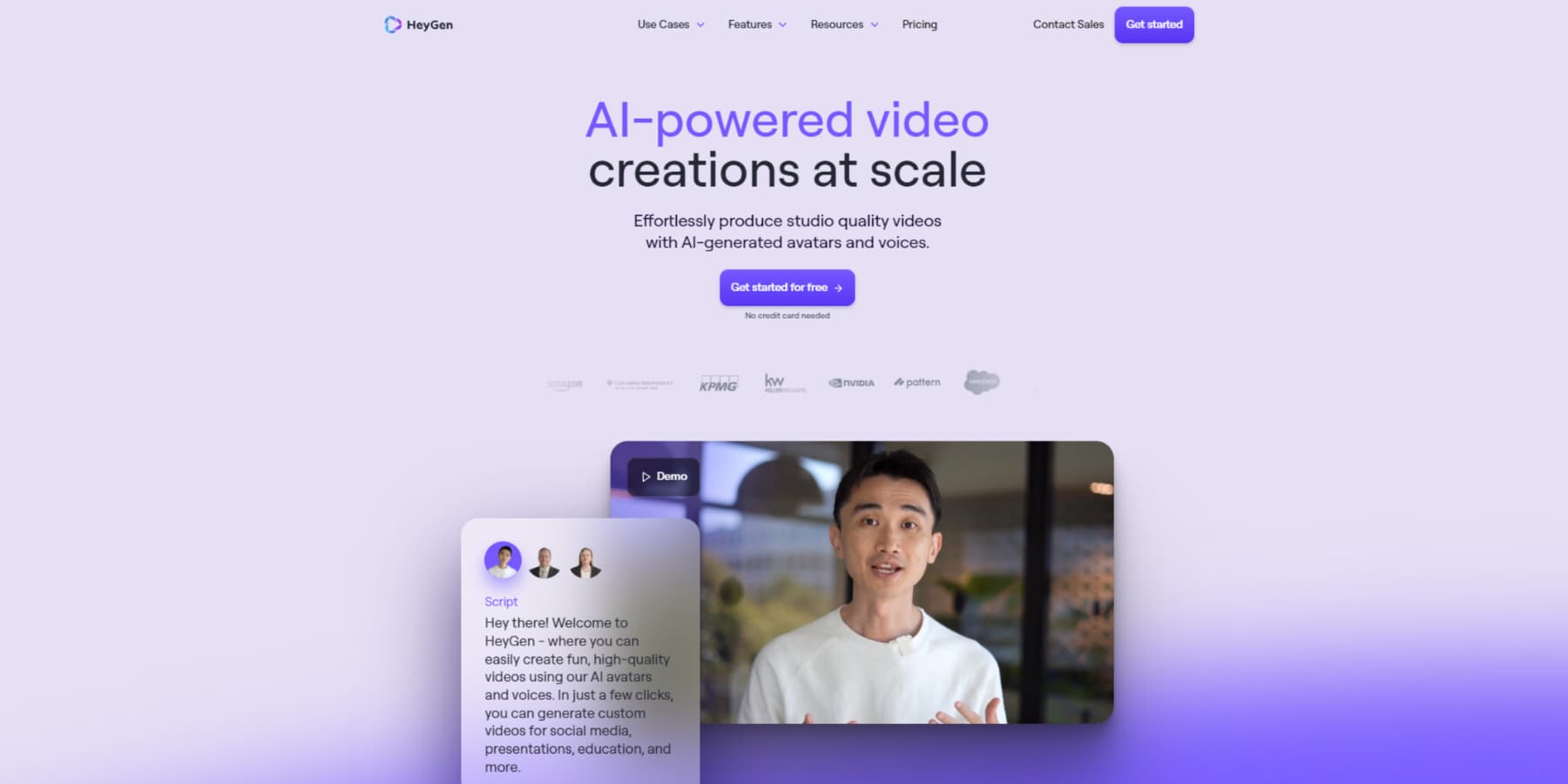 A screenshot of HeyGen's Homepage