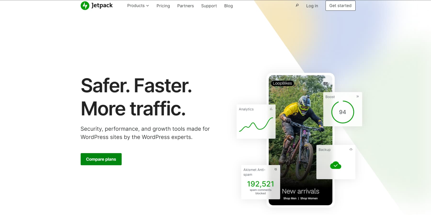 A screenshot of Jetpack's Homepage