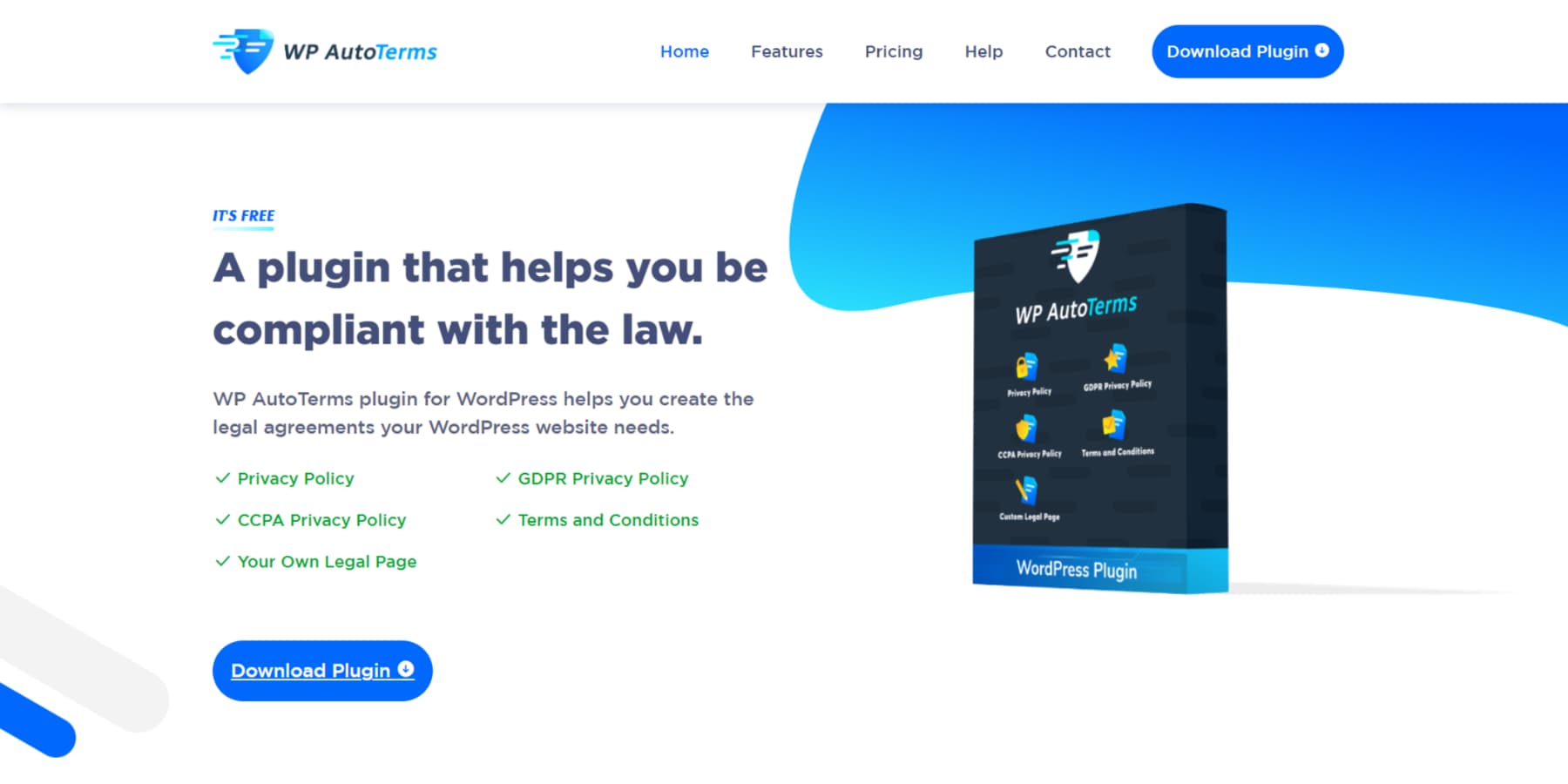 A screenshot of WP AutoTerms' Home Page