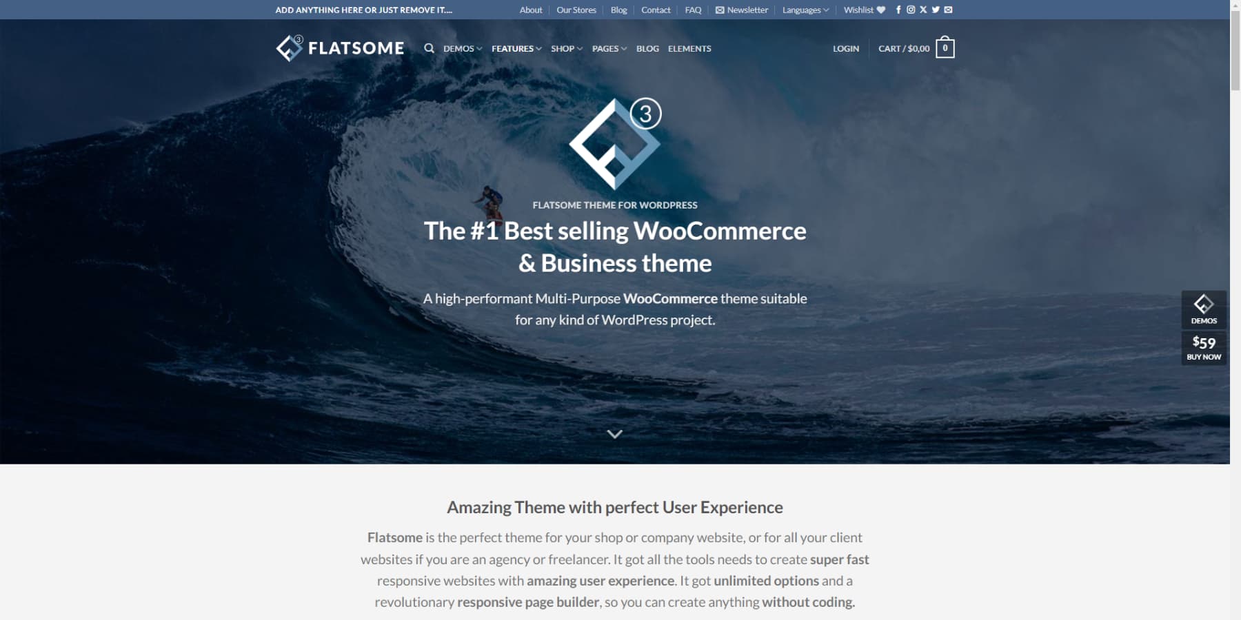 A screenshot of Flatsome's home page