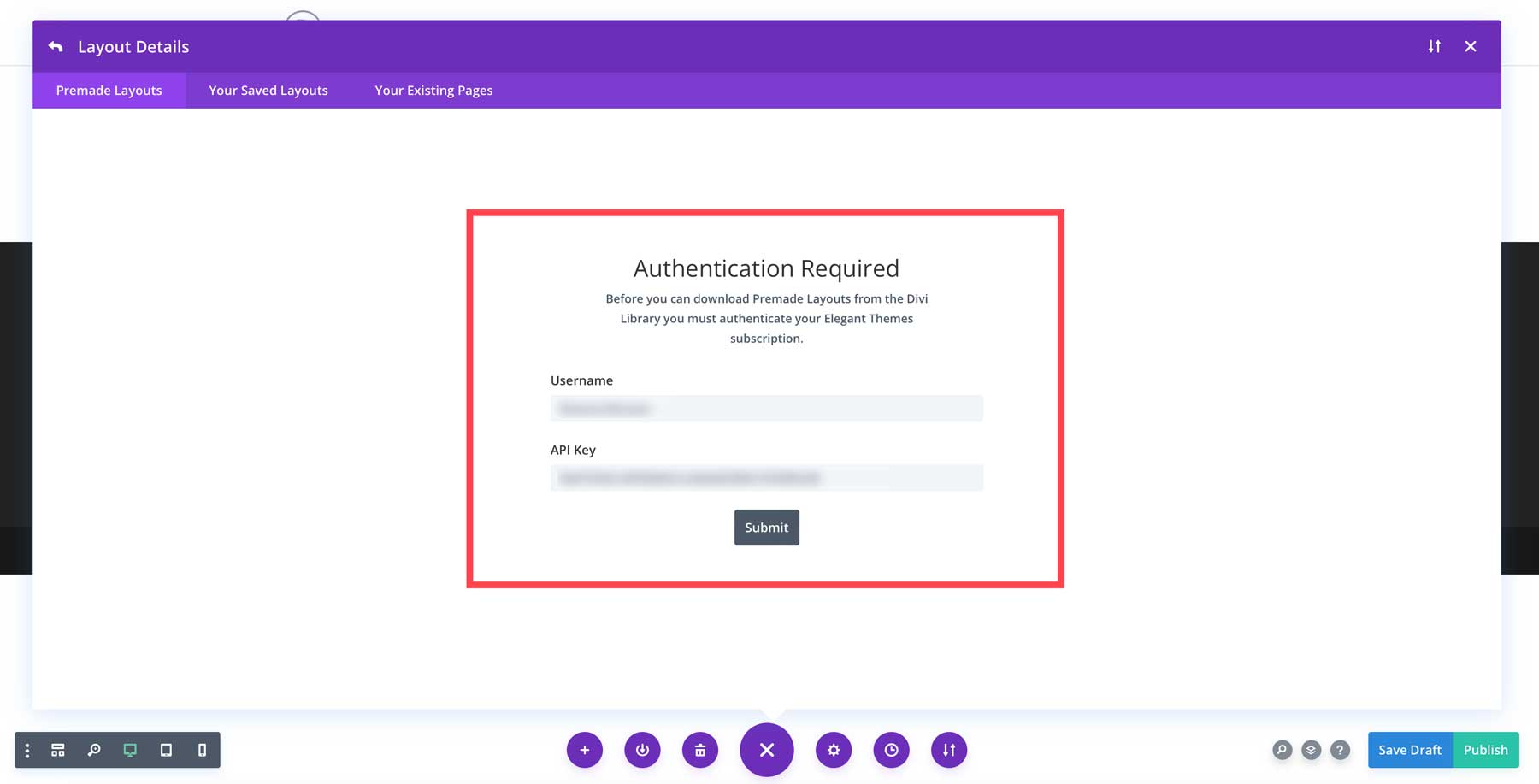 Divi authentication