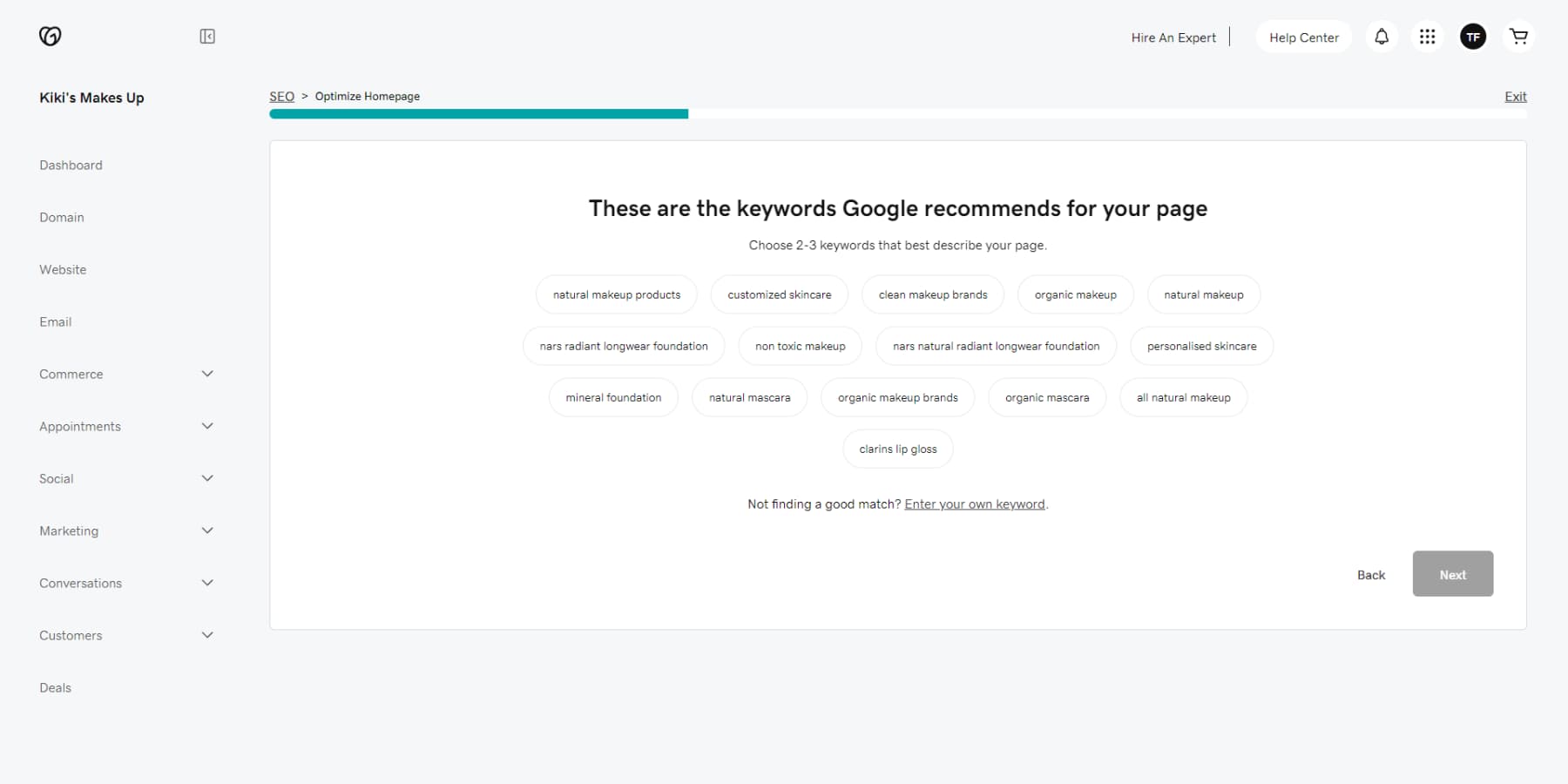 A screenshot of GoDaddy's Website builder's SEO Tools