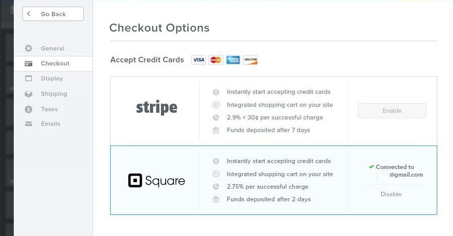 Weebly Checkout Options with Square