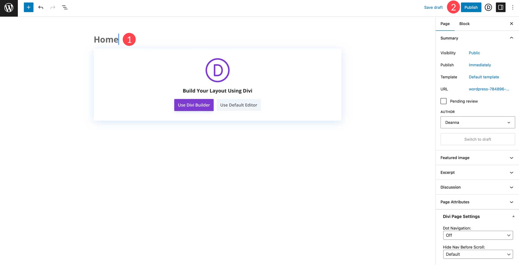 publish WordPress page