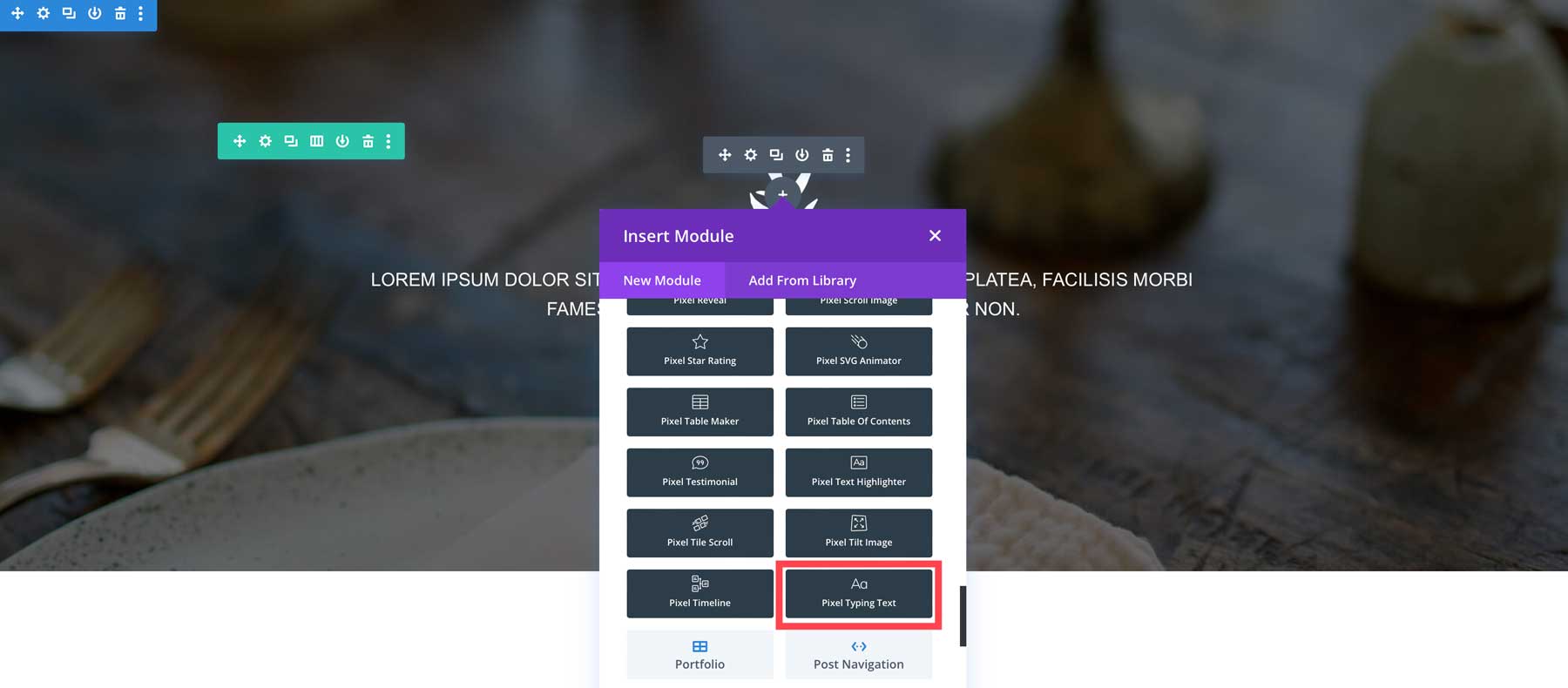 Divi Pixel typing text module