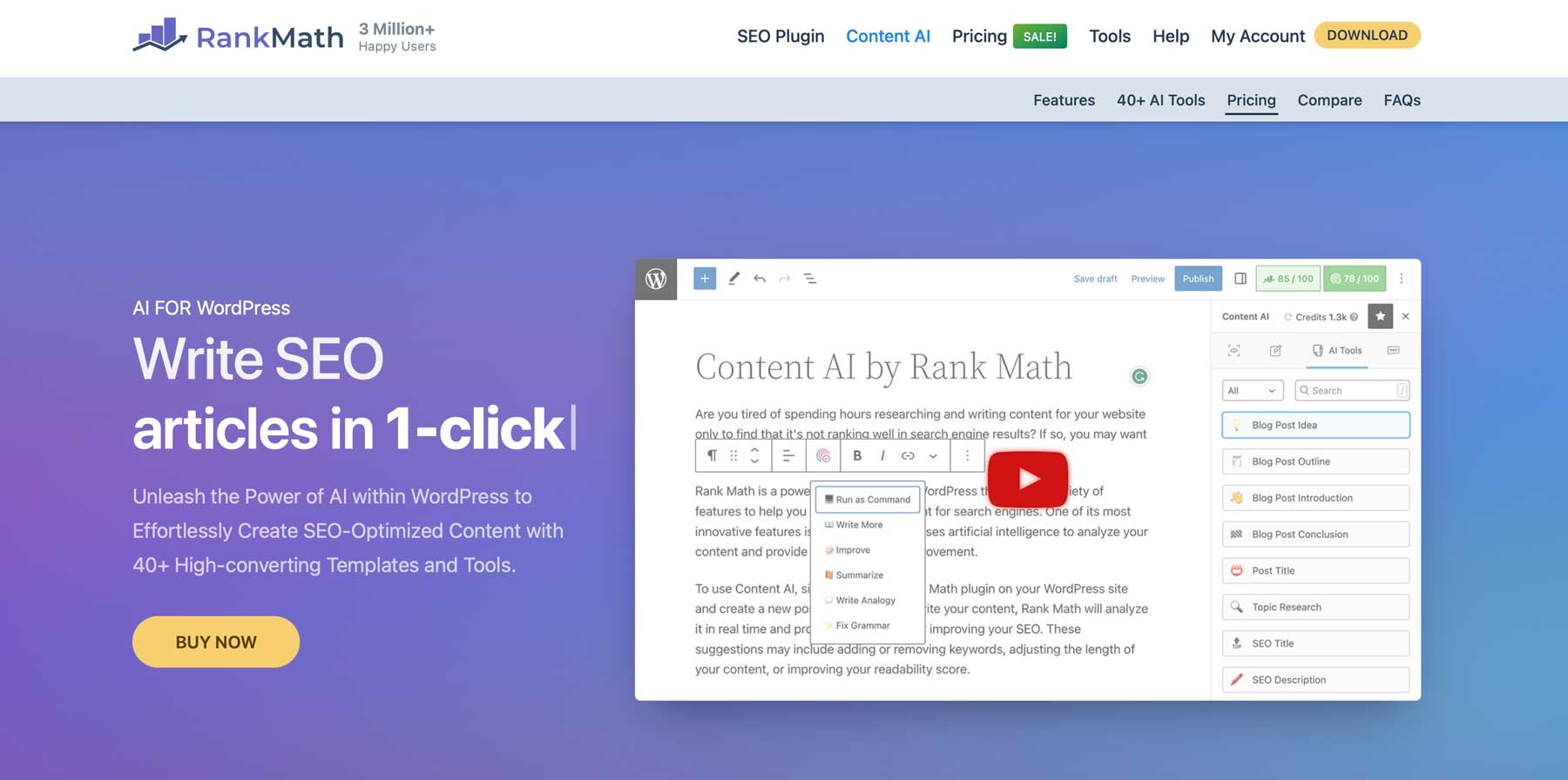 Rank Math content AI
