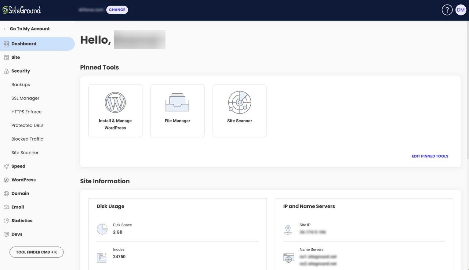 SiteGround site tools