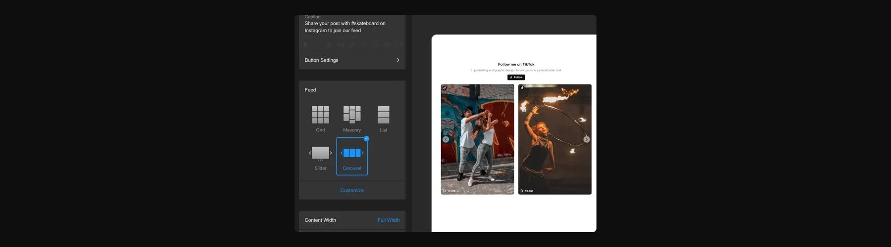 elfsight tiktok overview feature