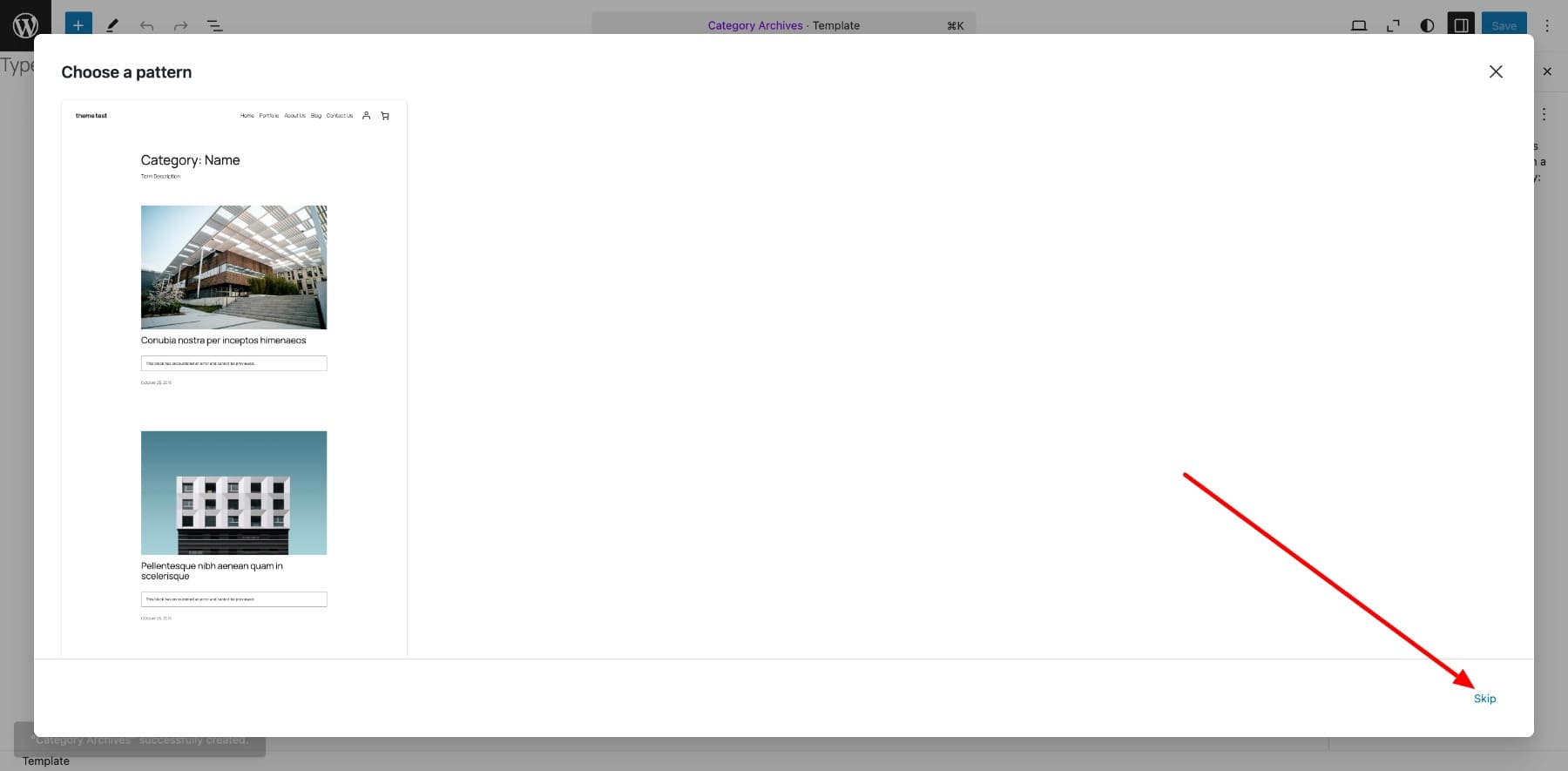 skip default pattern