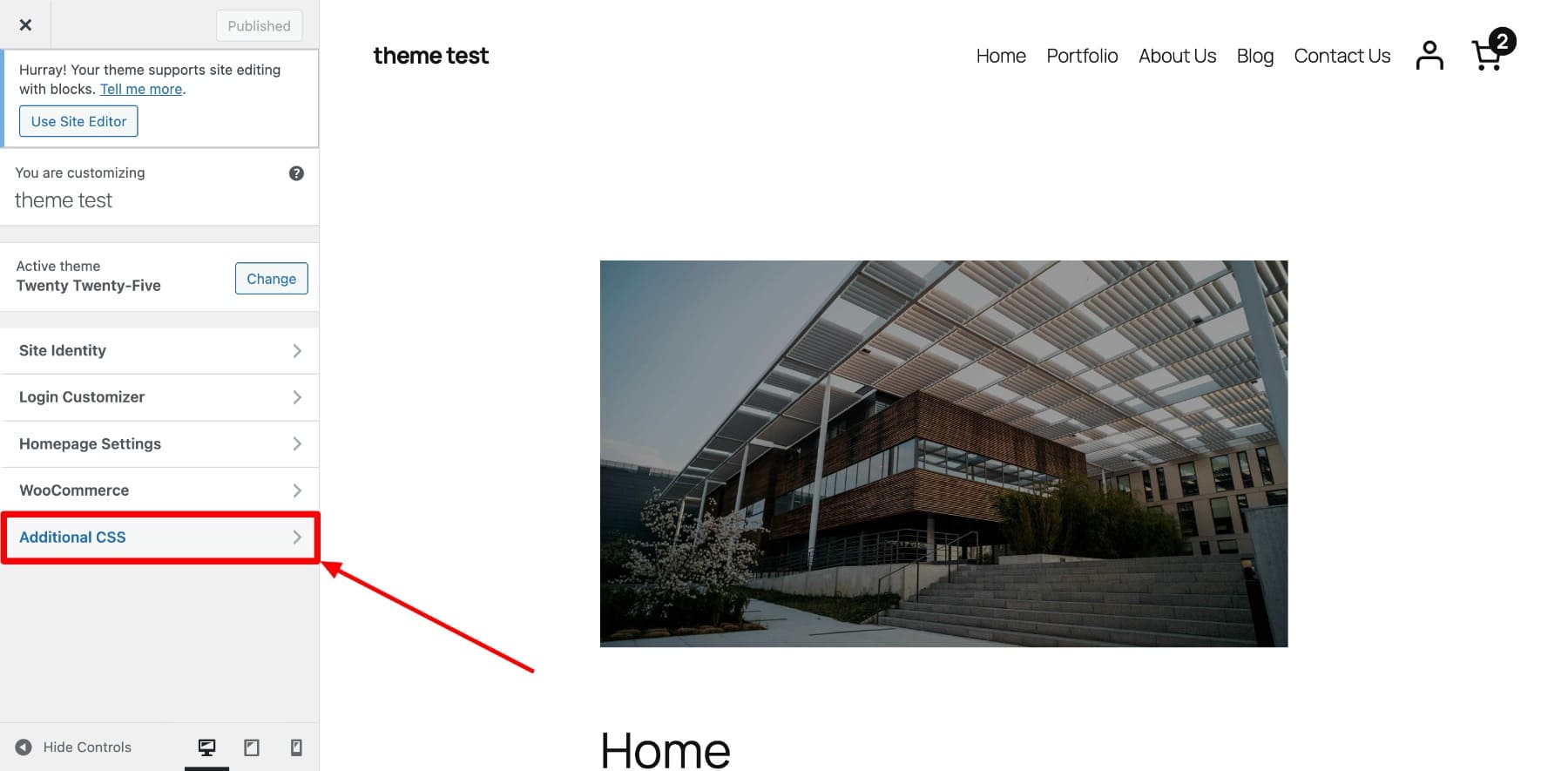 additional CSS in WordPress customizer