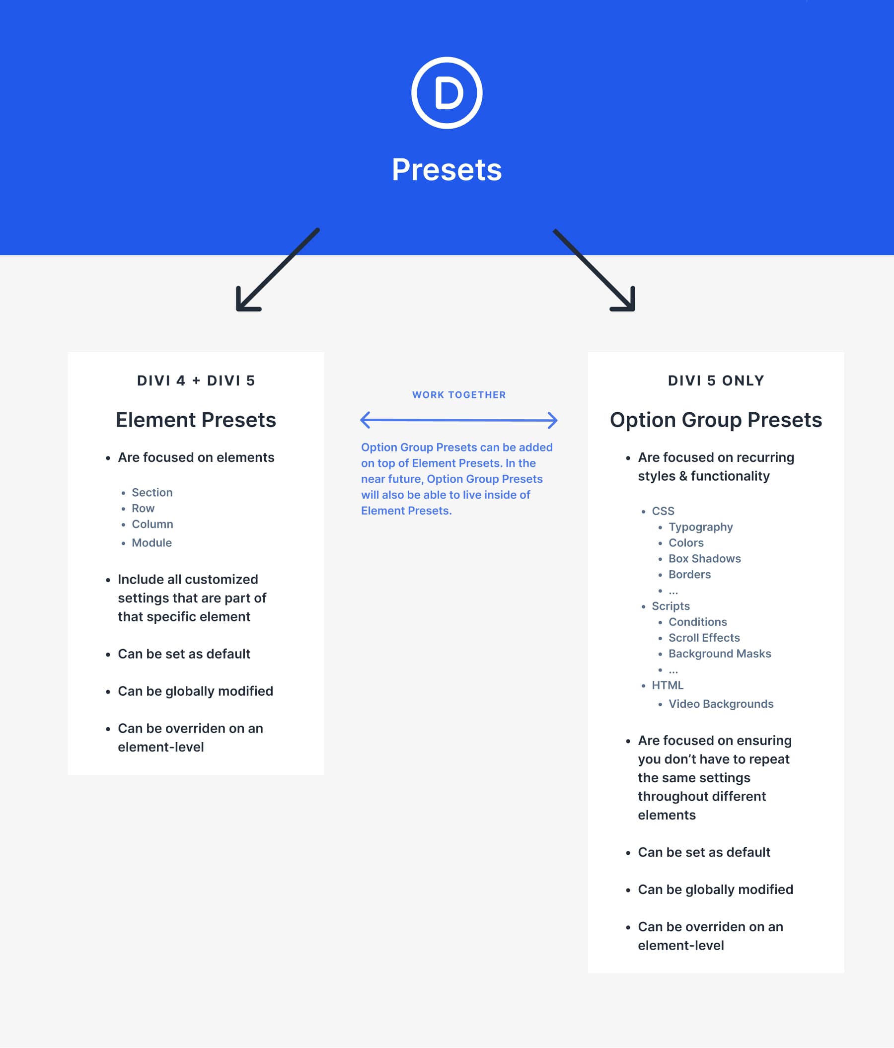 Divi 5 option group presets