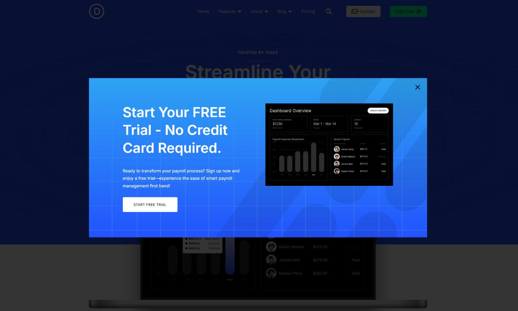 Exit Intent Popup Example Using DonDivi