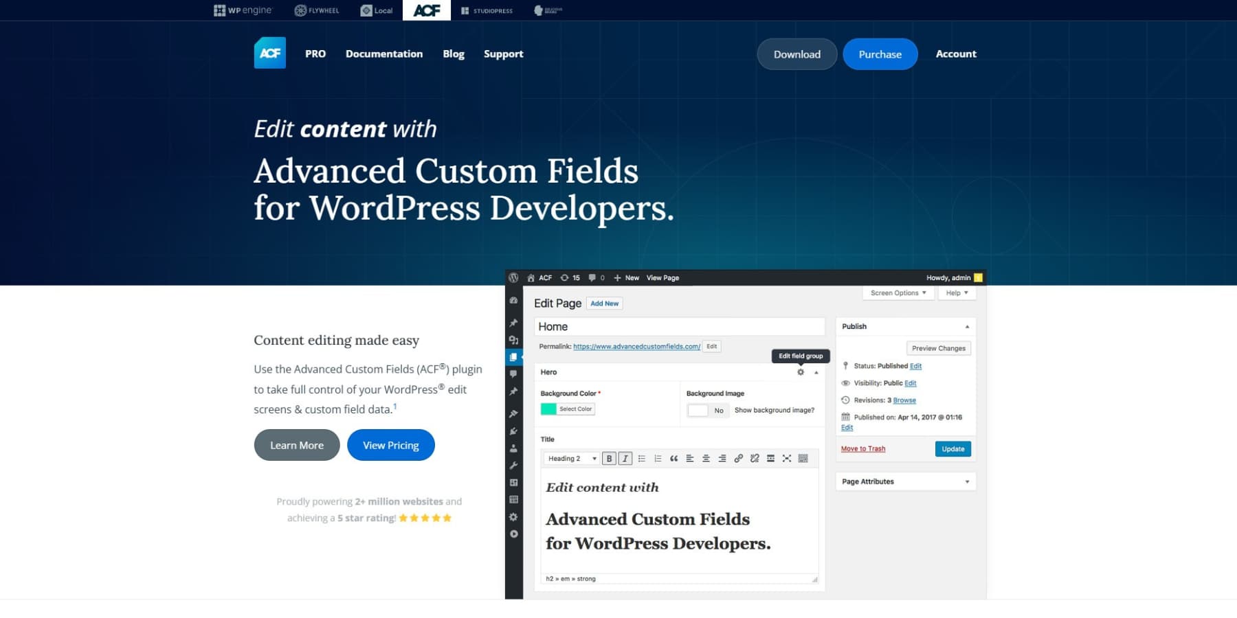 A screenshot of ACF's home page
