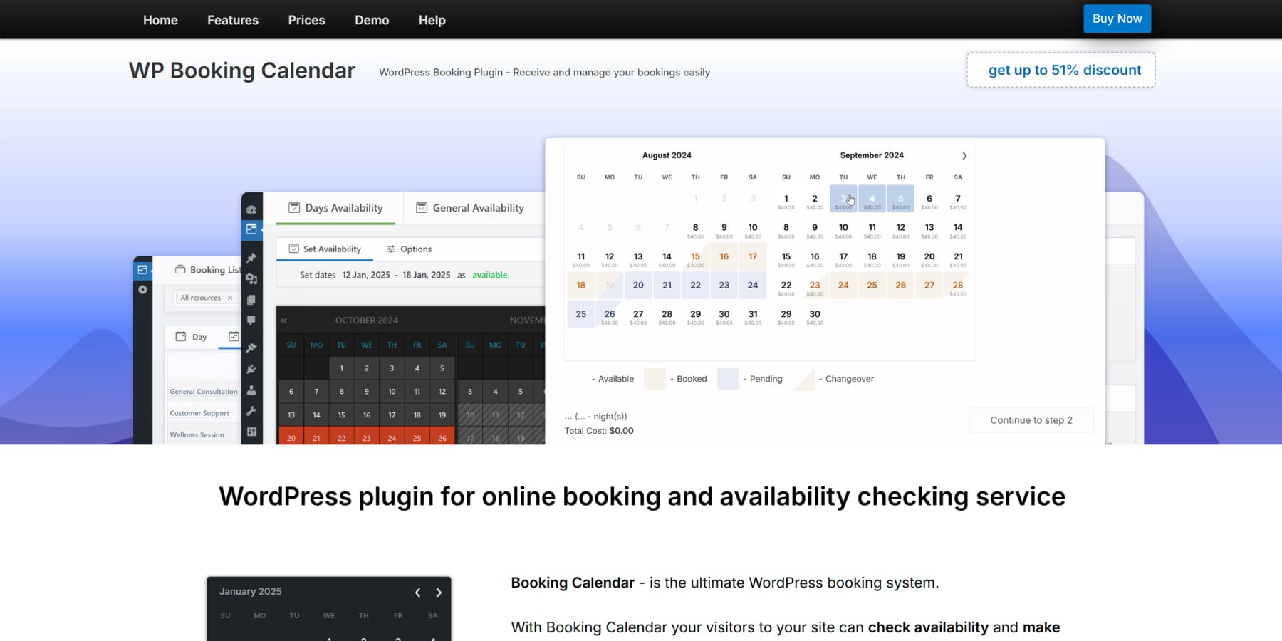A screenshot of Booking Calendar's user interface