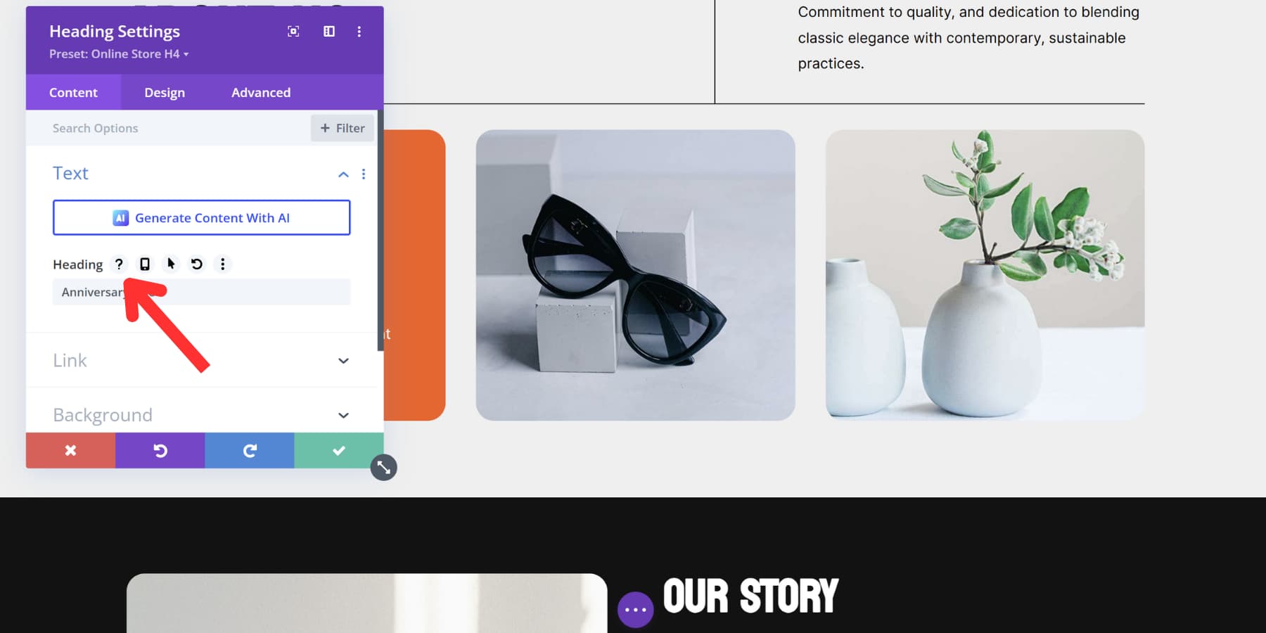 A screenshot of Help icons on Divi's canvas