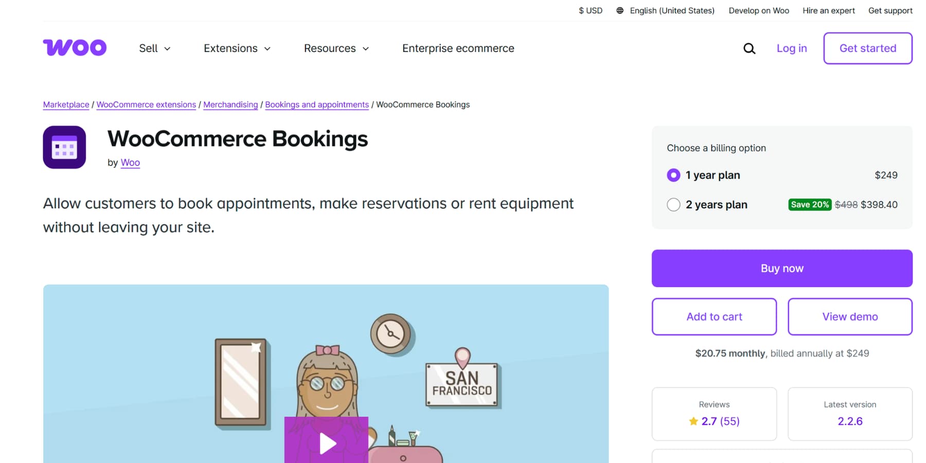 A screenshot of WooCommerce Booking' user interface
