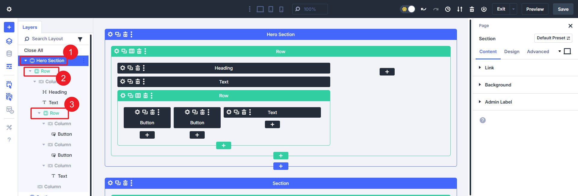 Divi Wireframe Editor View of my Page Wireframe