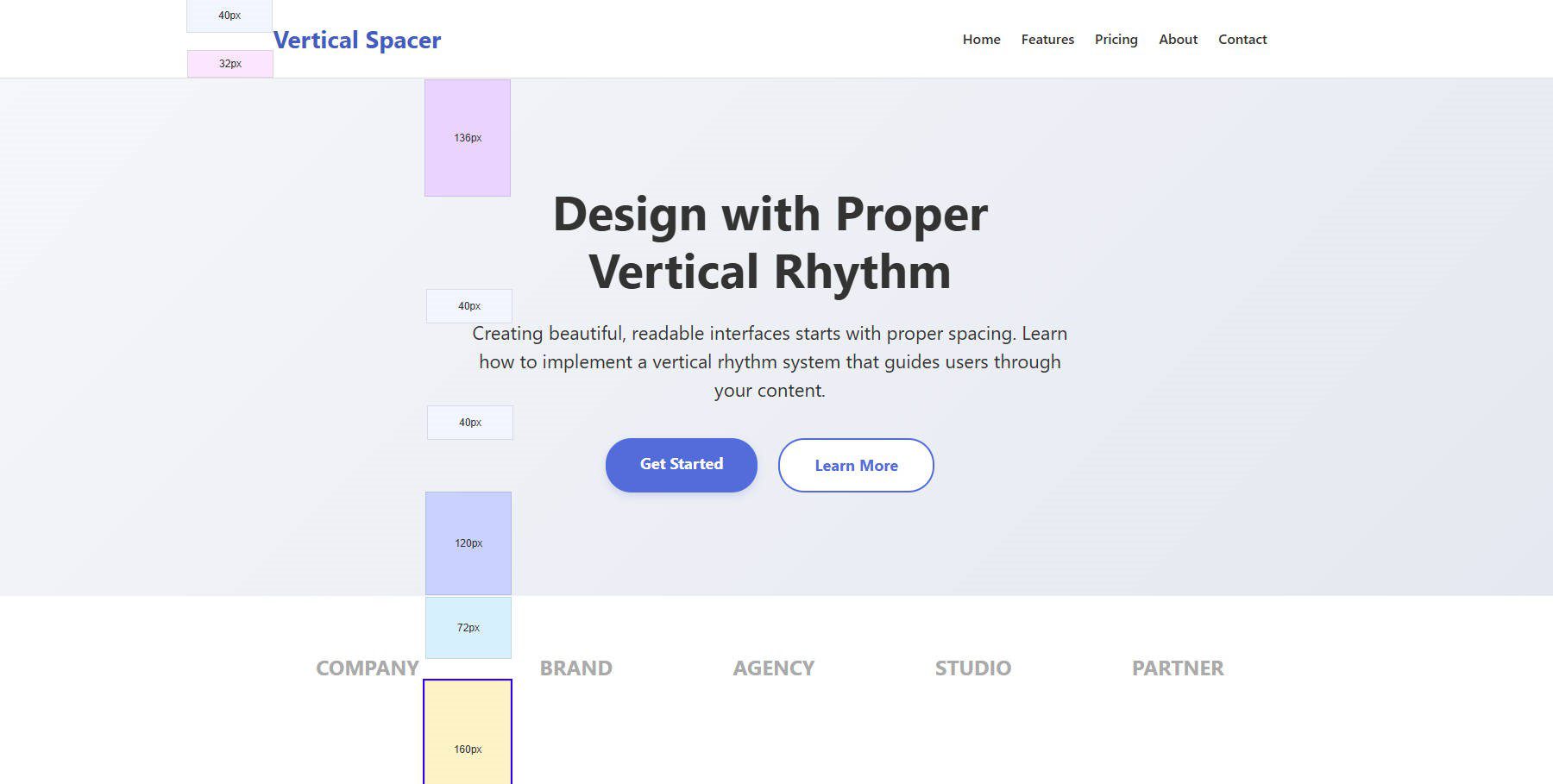 Example of Vertical Spacing in Web Design