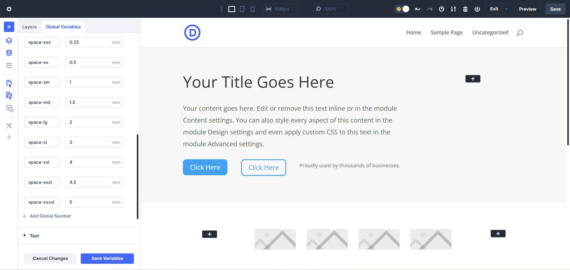 Saved Design Variables for Spacing Units
