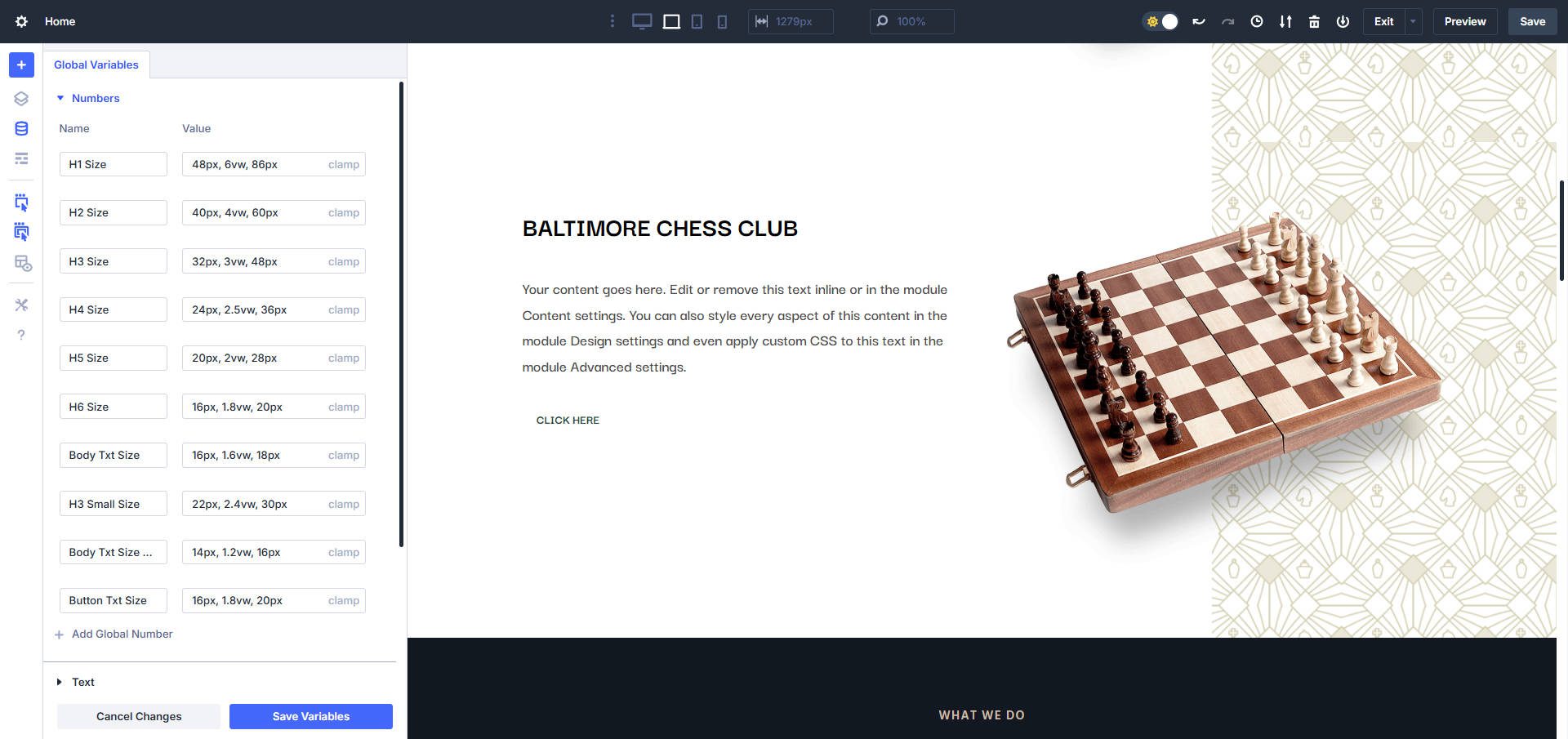 Set Font Sizes as Design Variables (Headings, Body, Button, and Small Variations)