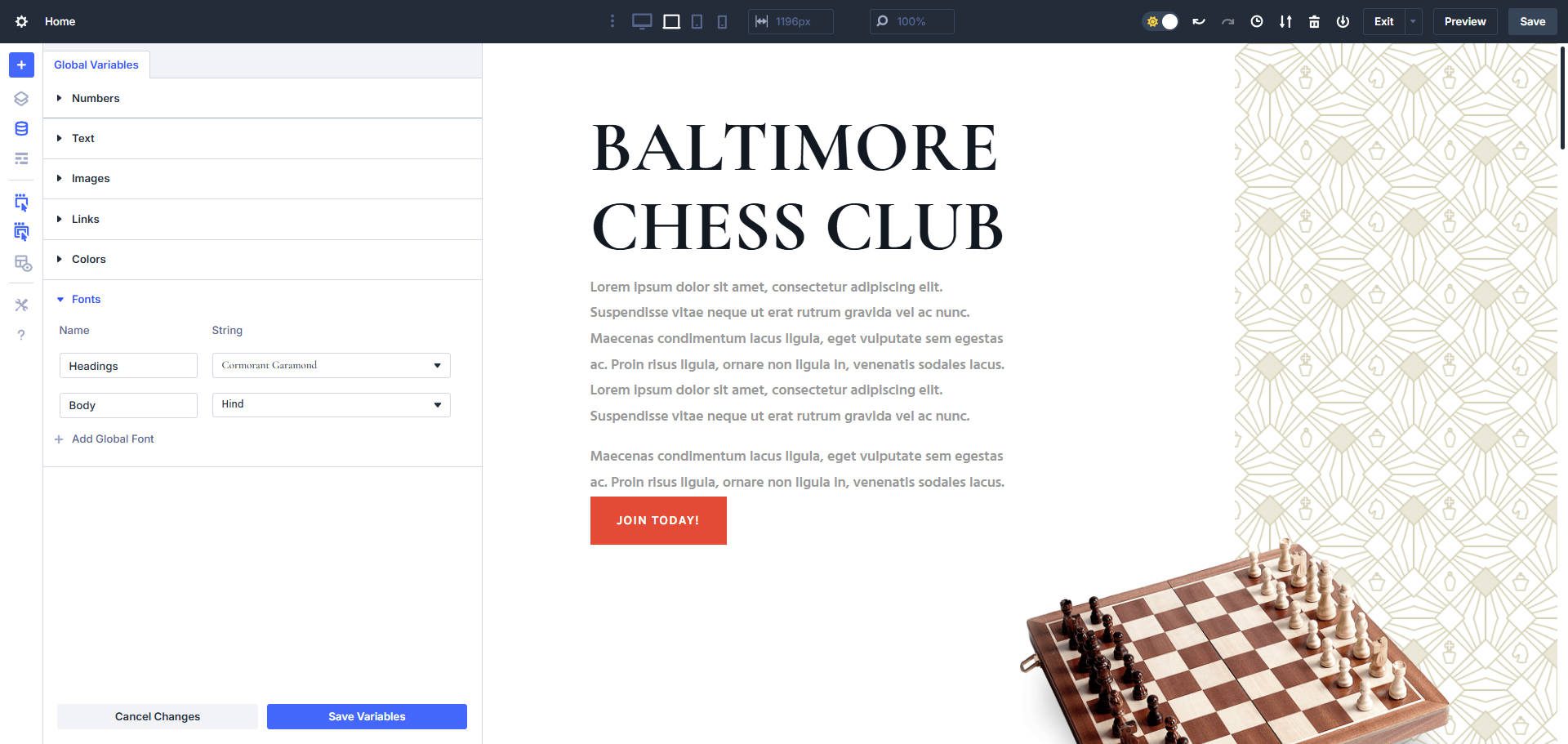 Set Heading and Body Fonts plus any others as design variables in Divi 5