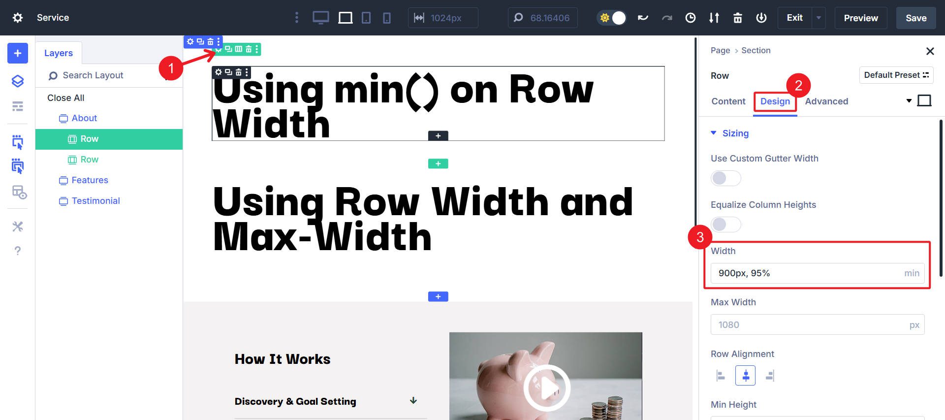 Setting Row Width Using Only Min() in Divi 5