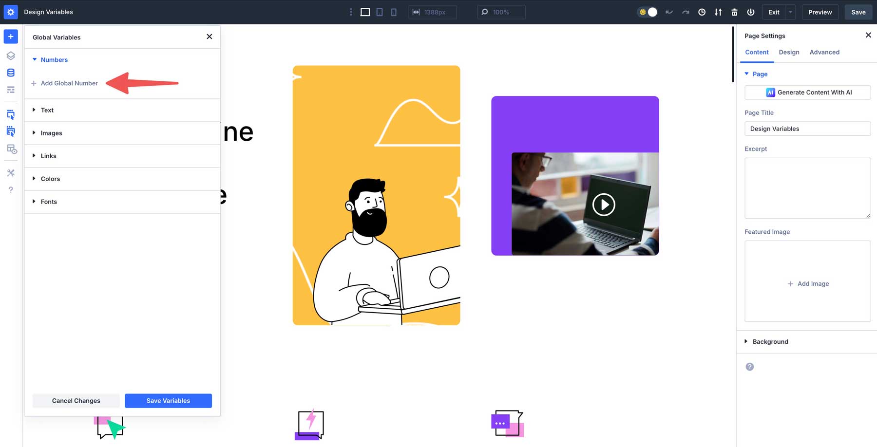 number variables in Divi 5