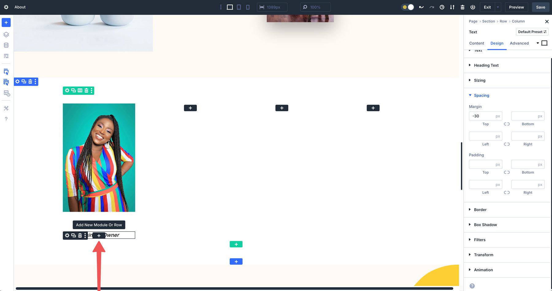 nested rows in Divi 5