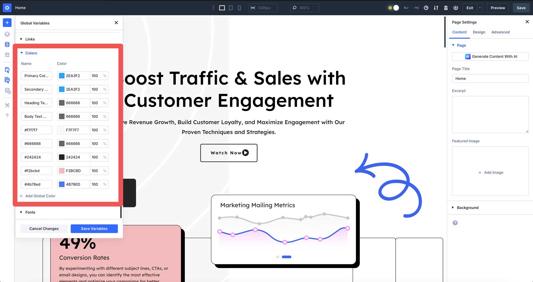 color design variables in Divi 5