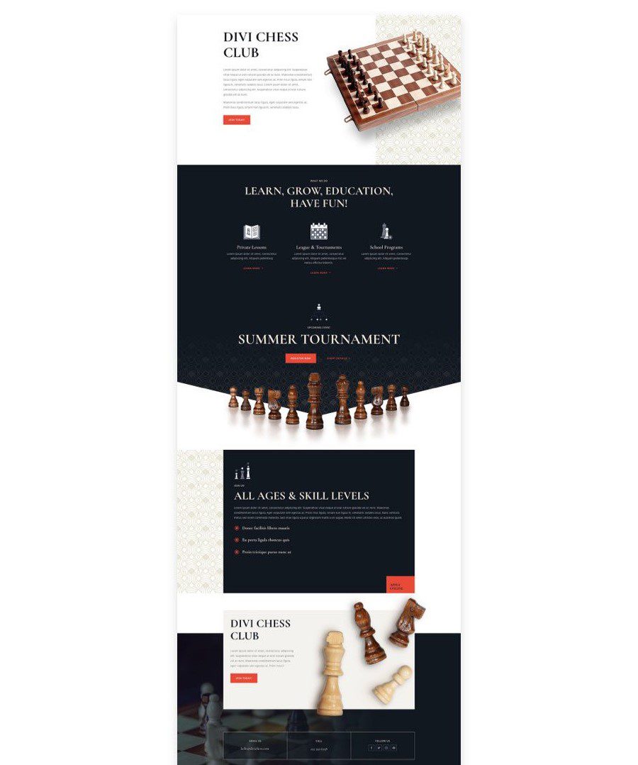 Emulating this layout chess club website