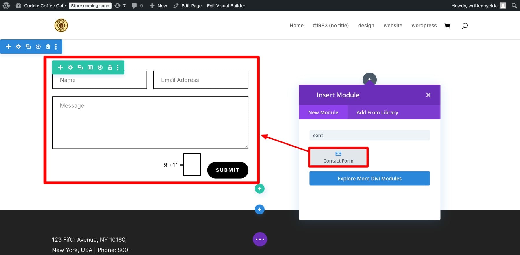 divi contact form module