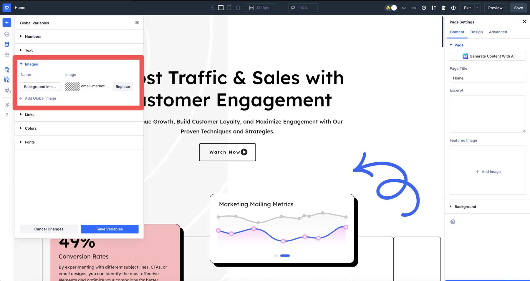 image variables in Divi 5