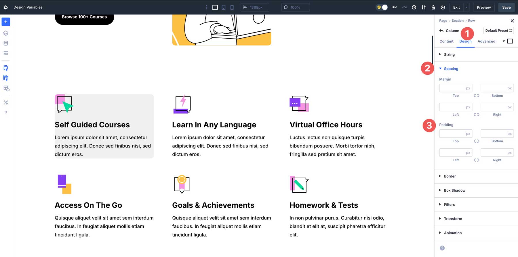 design variables in Divi 5