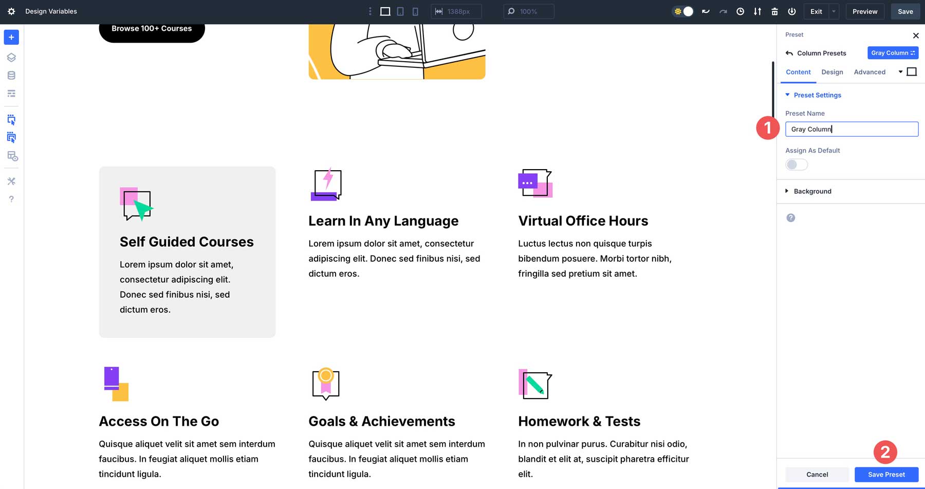 design variables in Divi 5