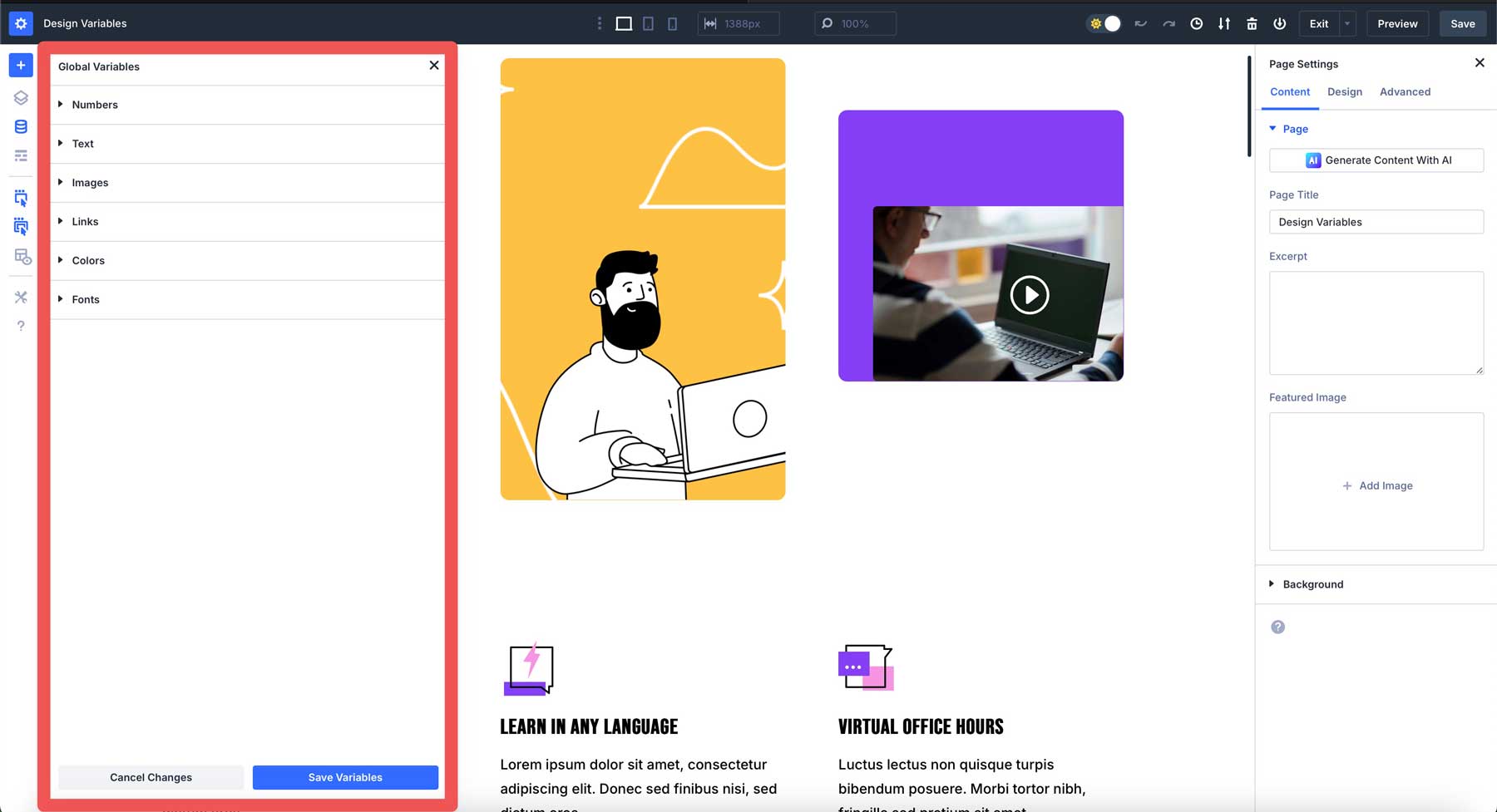 Divi 5 variable manager