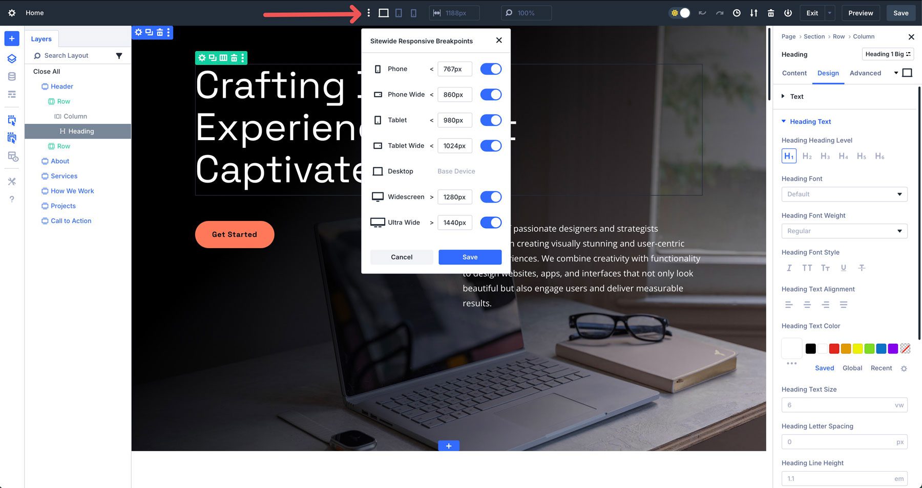 DIvi 5 responsive breakpoints