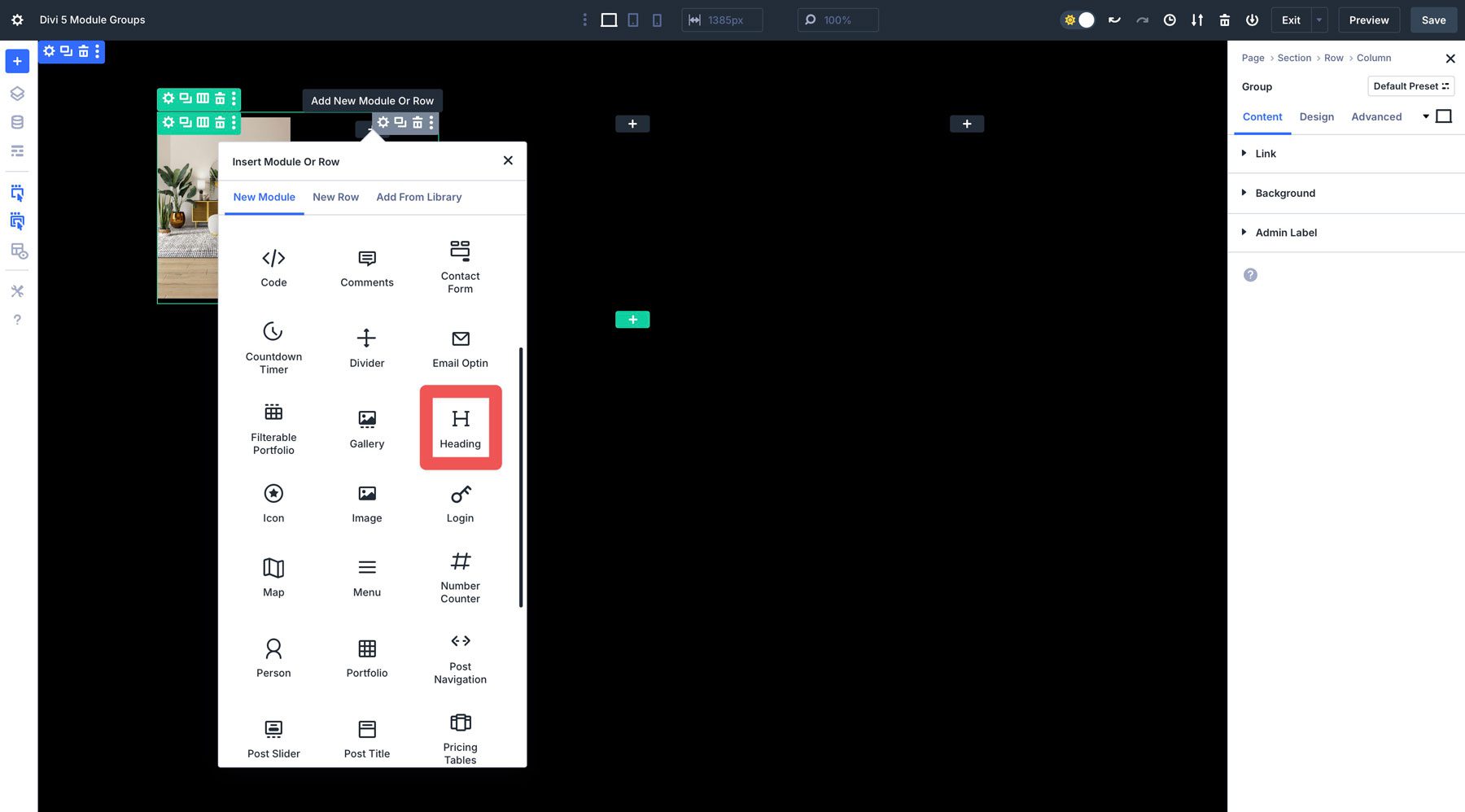 Module Groups in Divi 5