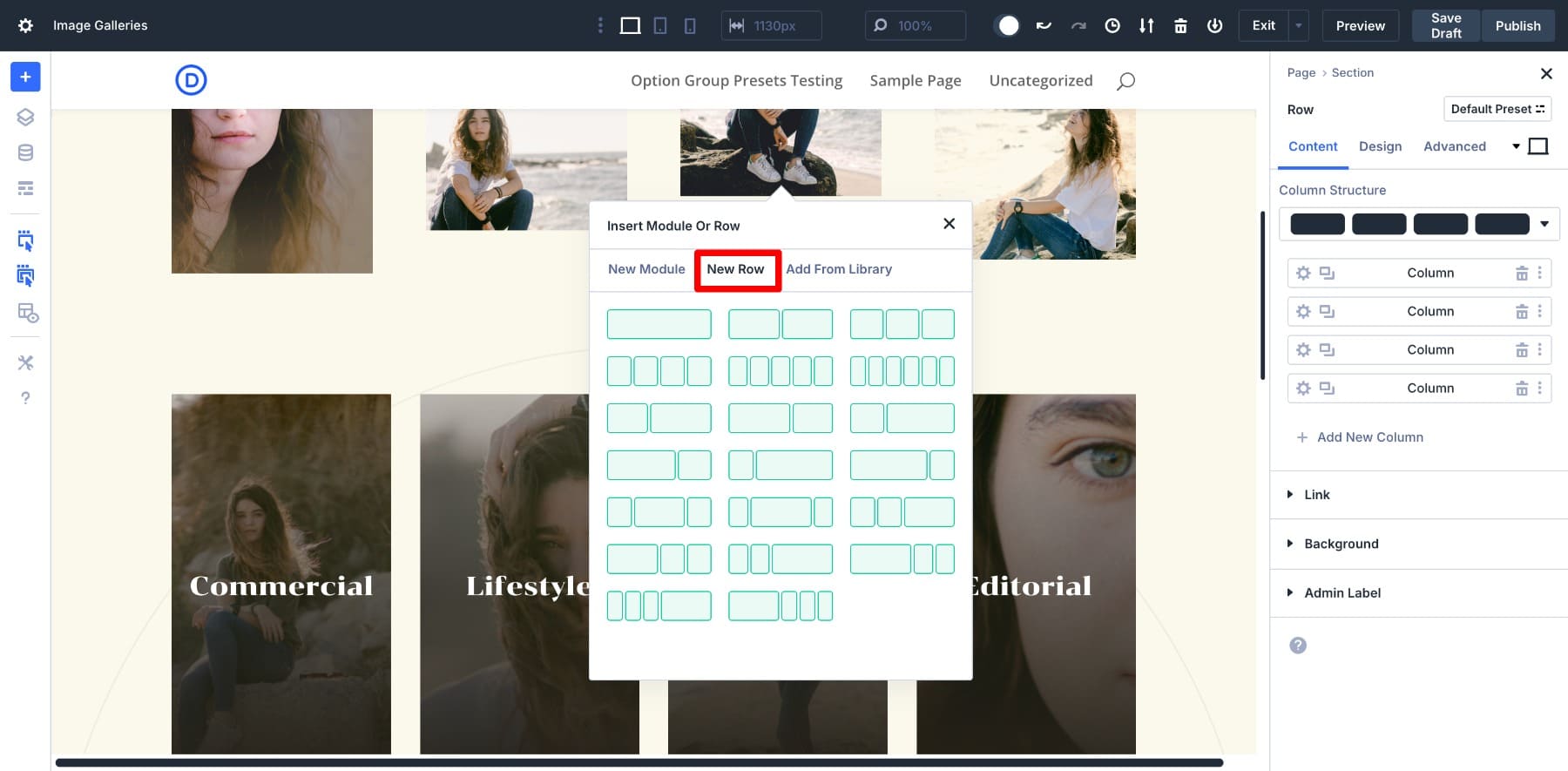 adding a nested row inside another row