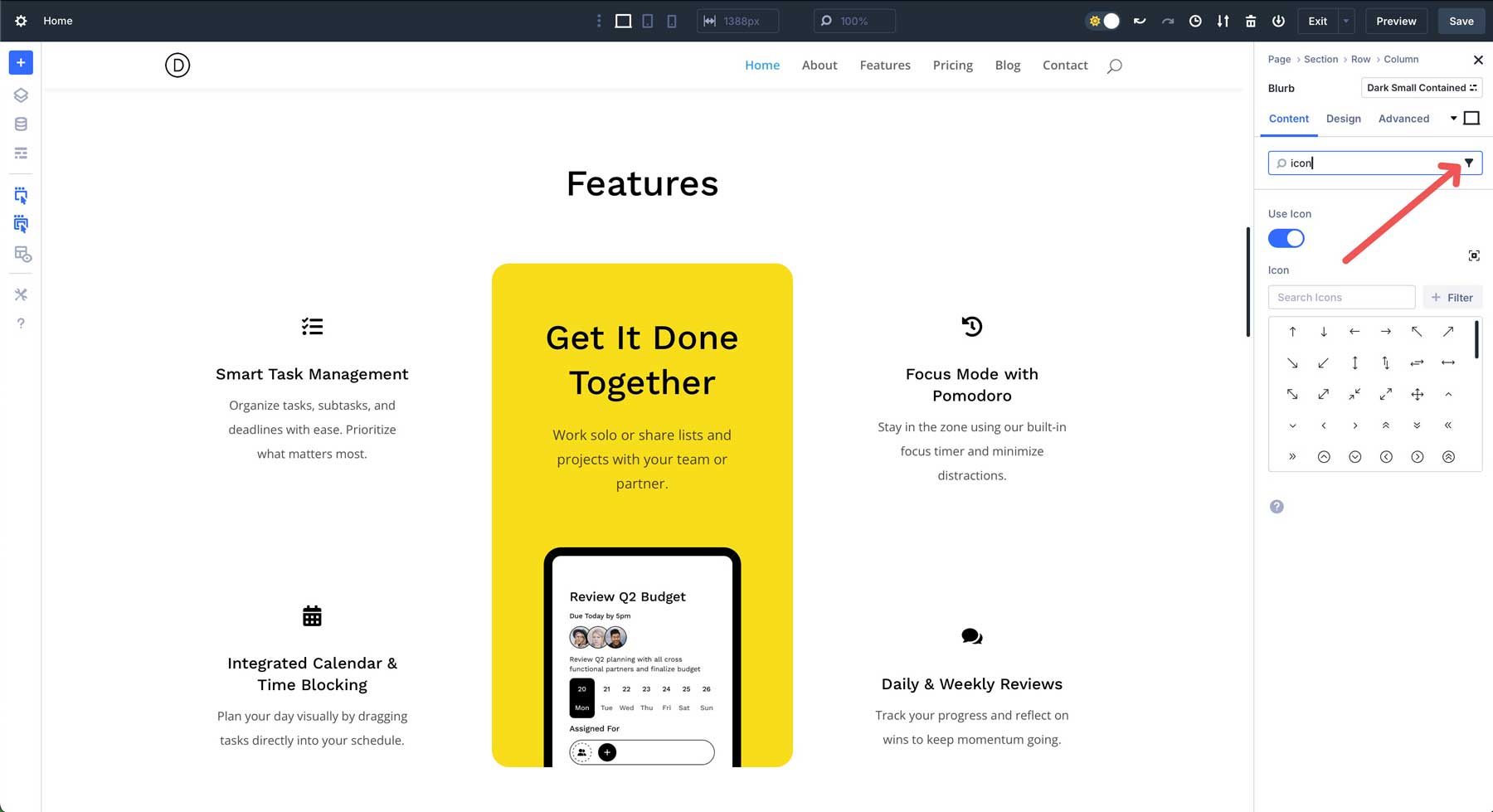 filter categories in Divi 5