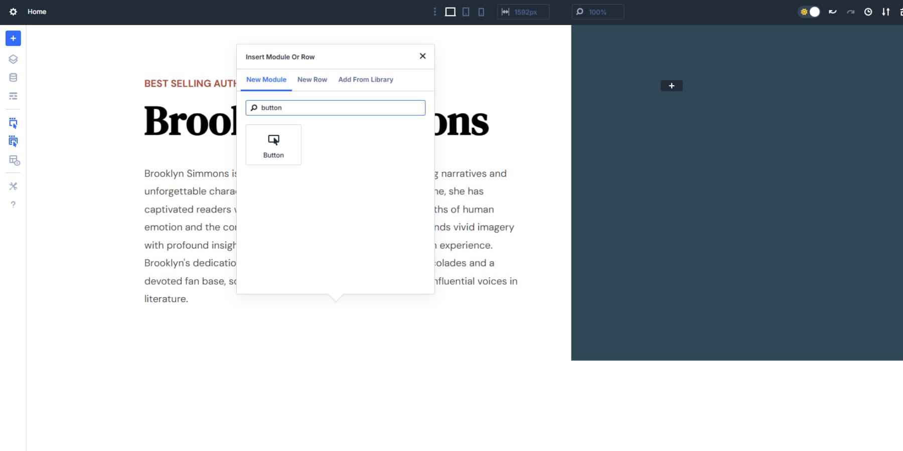 Adding a button module to the layout